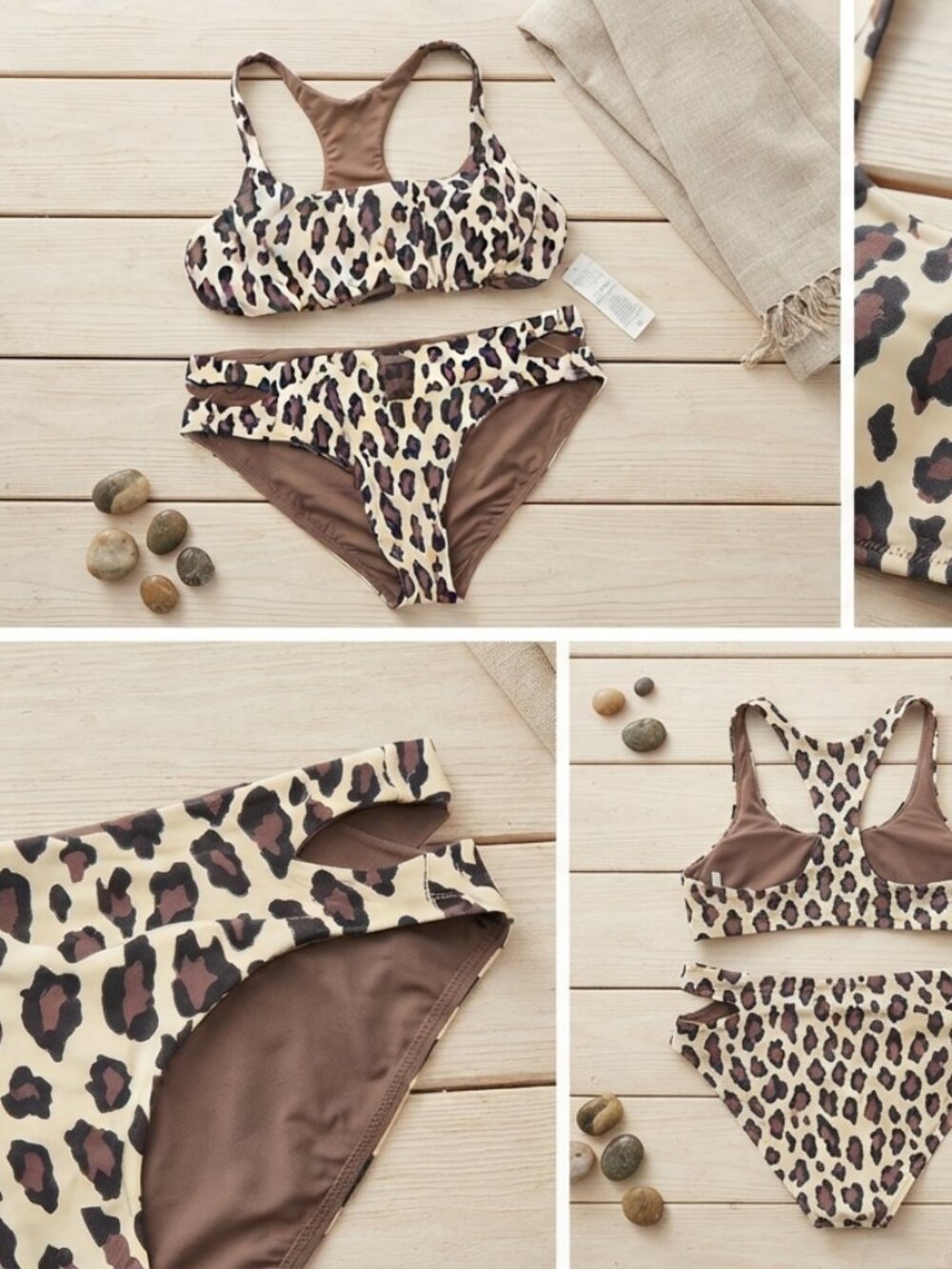 Time and Tru Animal Print Bikini Set Size L (12-14) Swimwear Bathing Suit